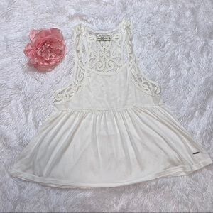 Abercrobie white cotton lace flowy tank top
